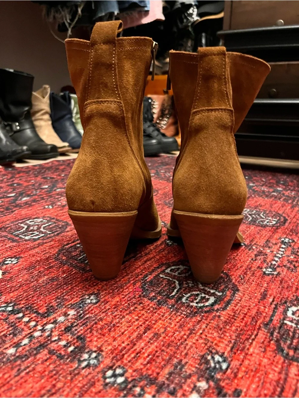 Sundance Cognac Suede Boot with Brass Toe